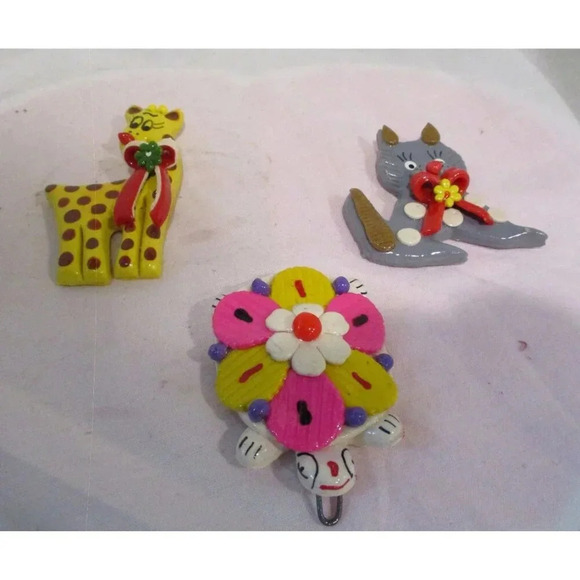 Giraffe Turtle Cat dough ornaments handmade holiday Christmas mobile child - Picture 6 of 6